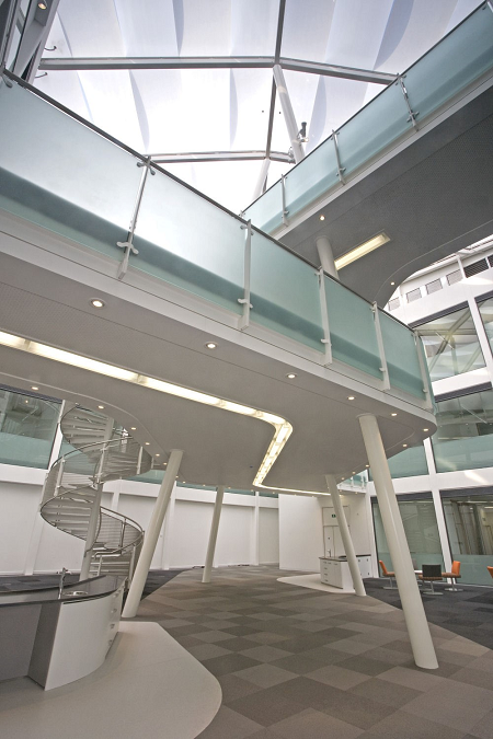 The Nexus (atrium) with the Link Bridge and the featured Spiral staircase